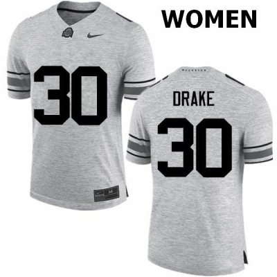 Women's Ohio State Buckeyes #30 Jared Drake Gray Nike NCAA College Football Jersey June KRR7744XW